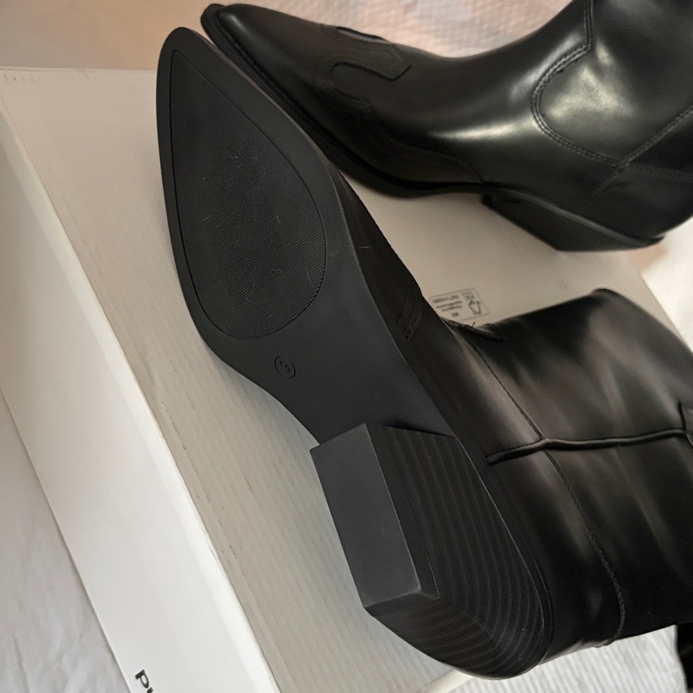 BNIB Abound size 9m Black faux Leather Cowgirl Boots pointed toe small heel - Picture 5 of 10